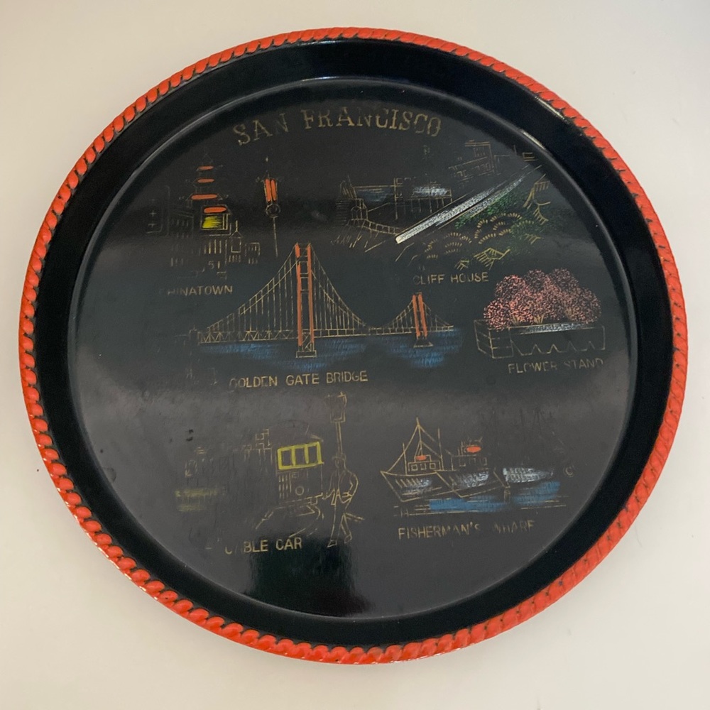 Vintage San Francisco serving tray rolling tray